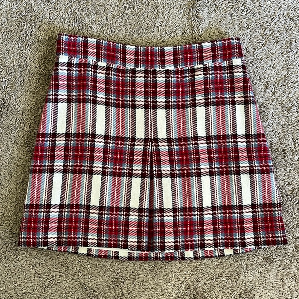 J Crew red plaid skirt